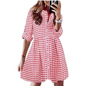 NWT Red Gingham Flannel Checkered Dress
